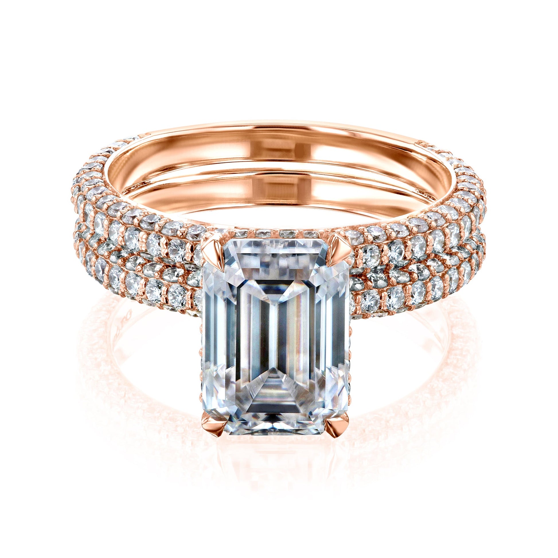 Kobelli Emerald 10x7 Moissanite Diamond-Coated Bridal Set