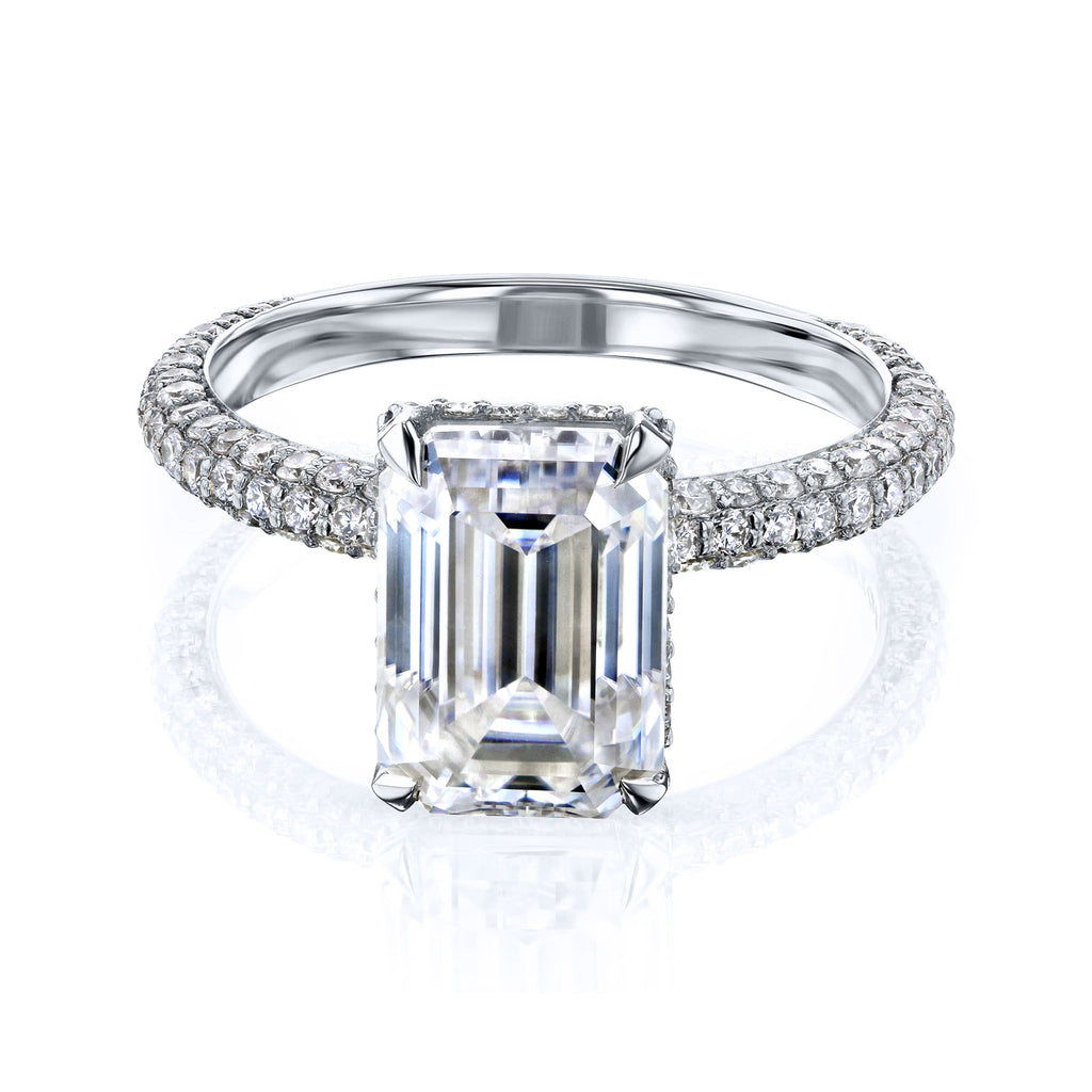 Kobelli 4.20ct.tw Emerald Moissanite & Lab diamantbelagt forlovelsesring