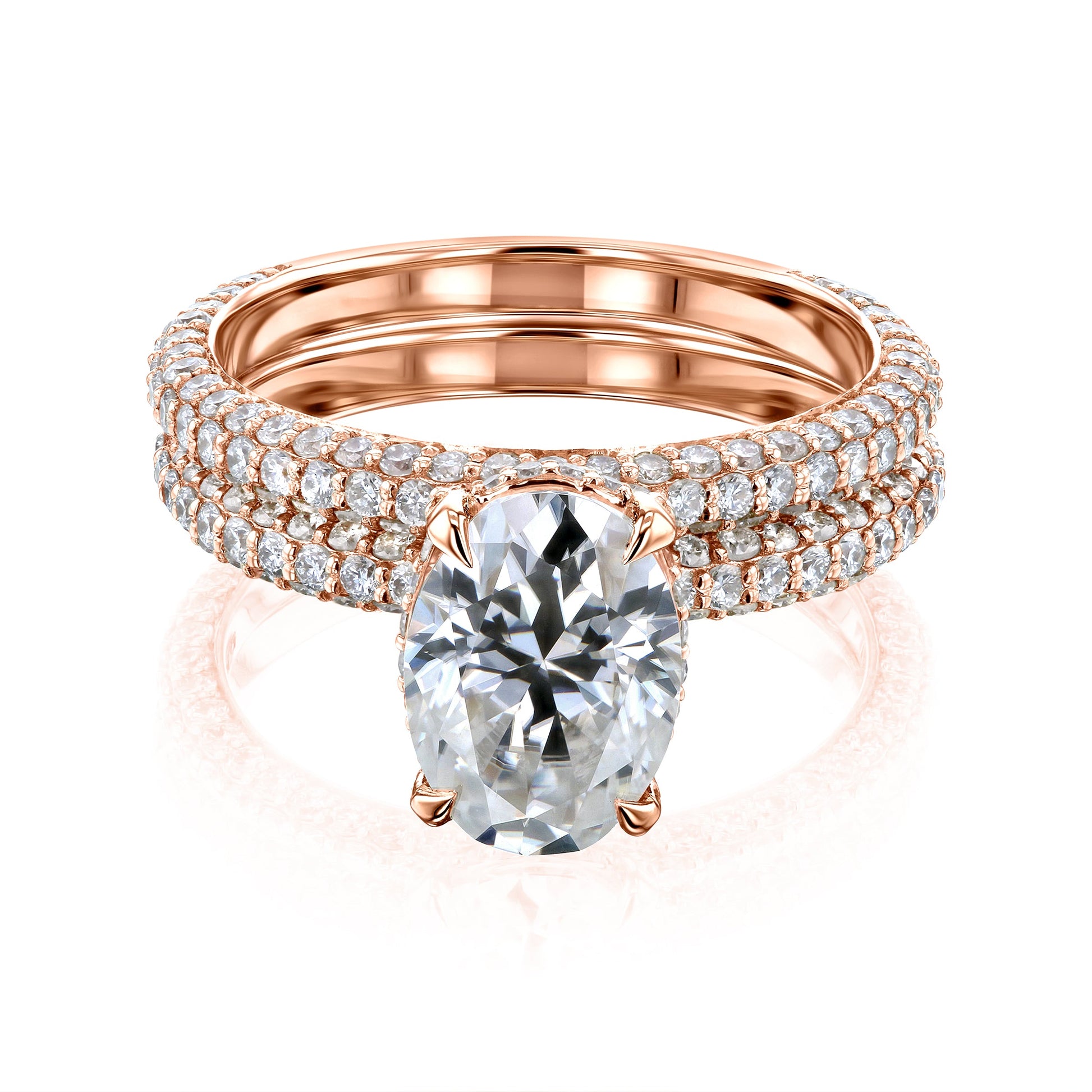 Kobelli Oval 10x7 Moissanite Diamond-Coated Bridal Set