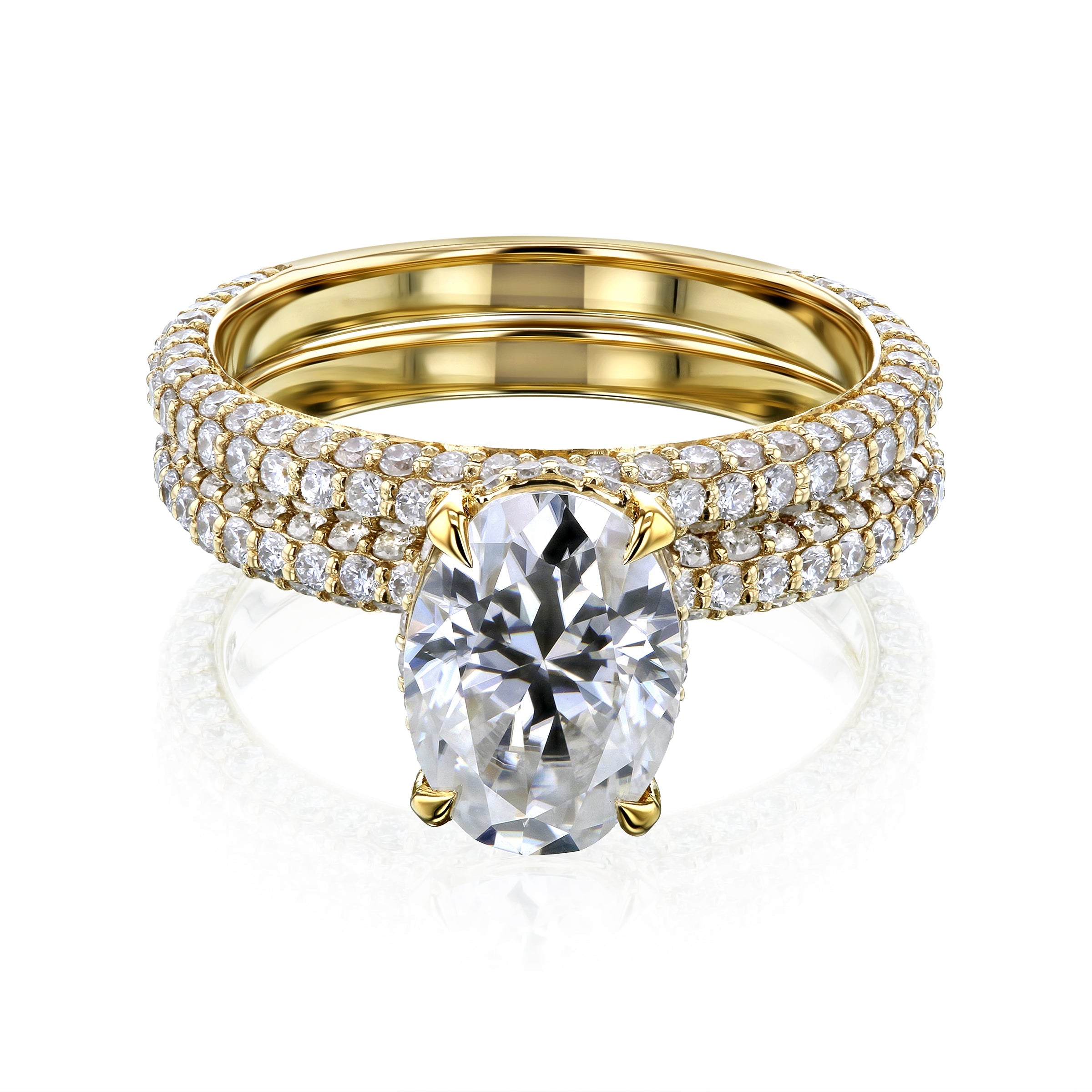 Kobelli Oval 10x7 Moissanite Diamond-Coated Bridal Set
