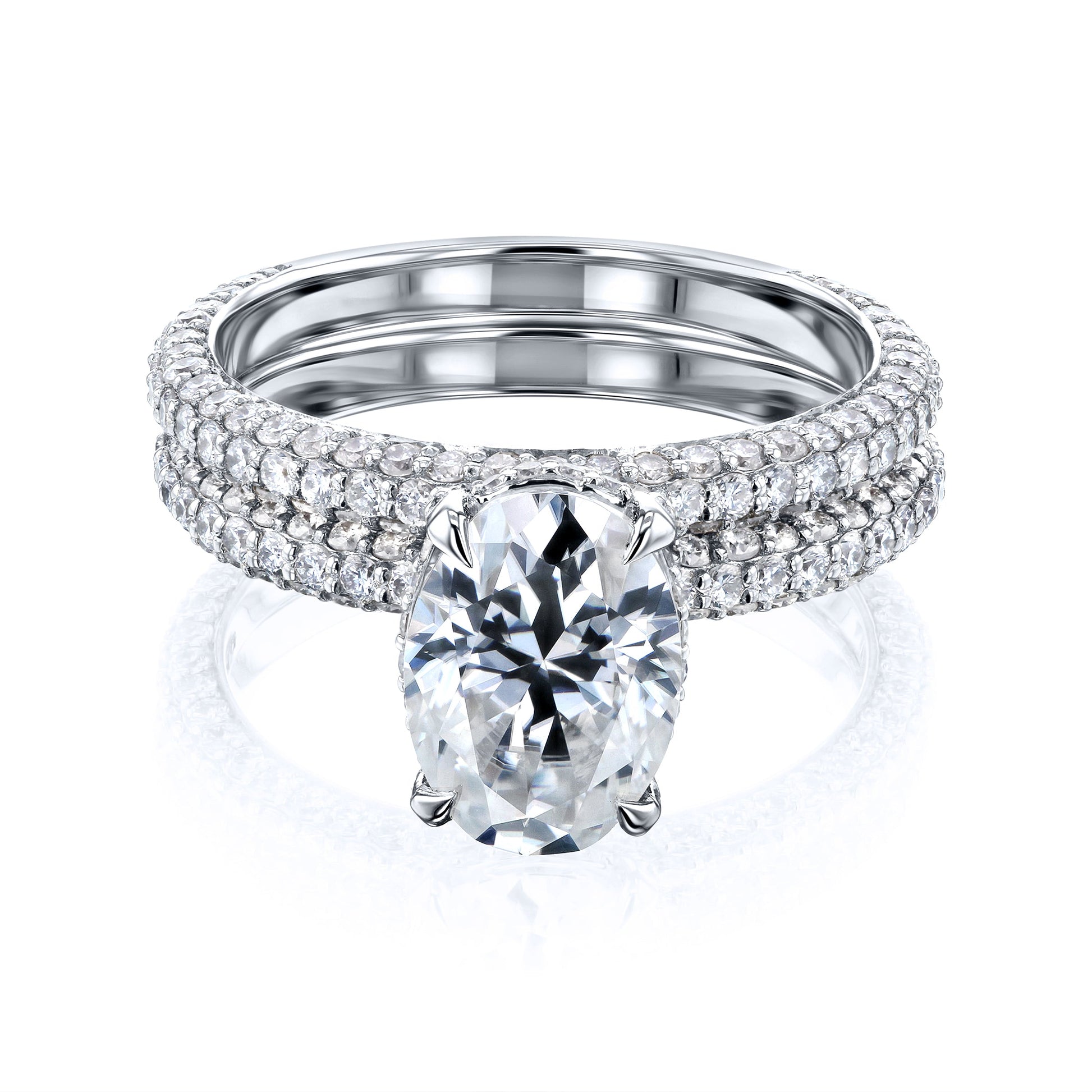 Kobelli Oval 10x7 Moissanite Diamond-Coated Bridal Set