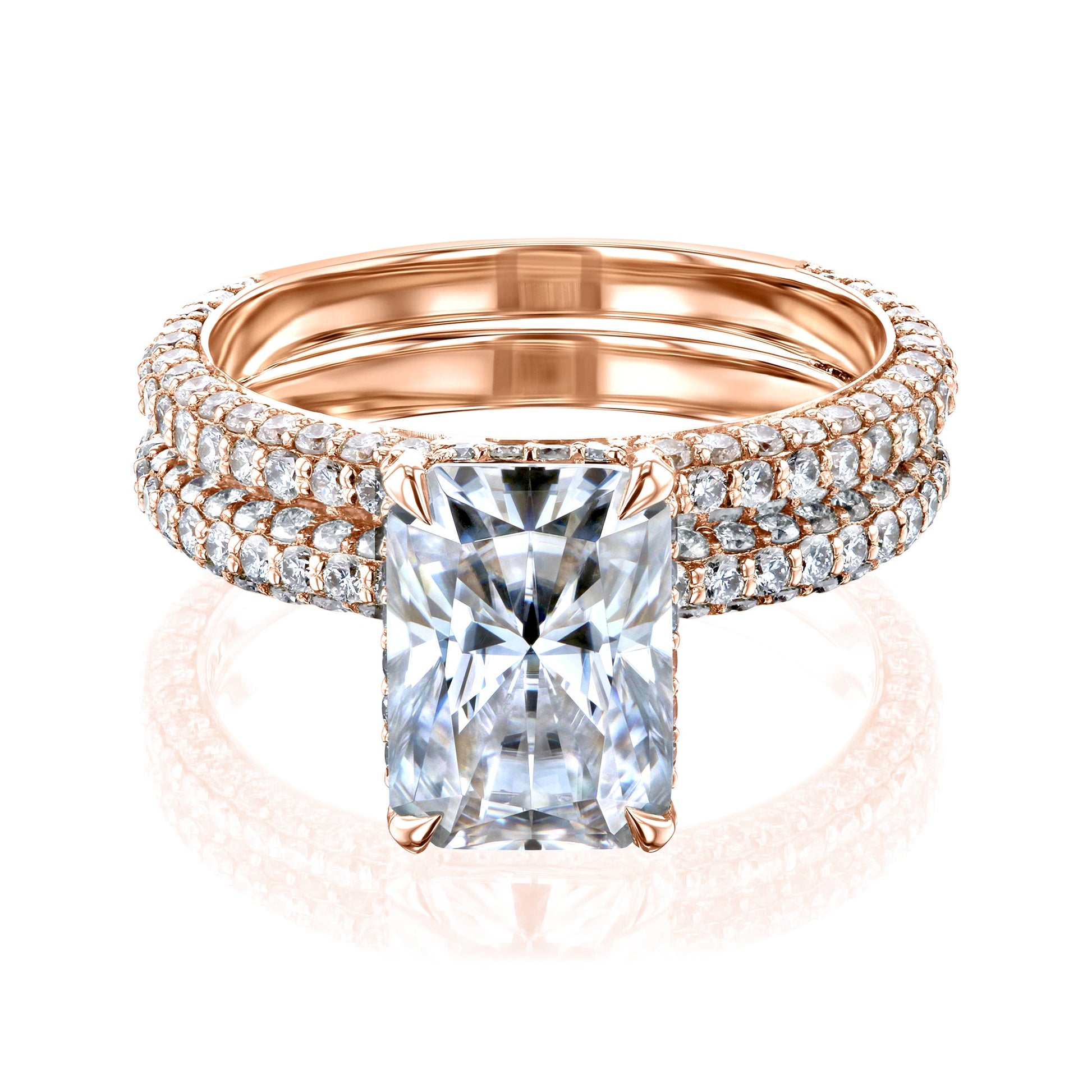 Kobelli Radiant 10x7 Moissanite Diamond-Coated Bridal Set