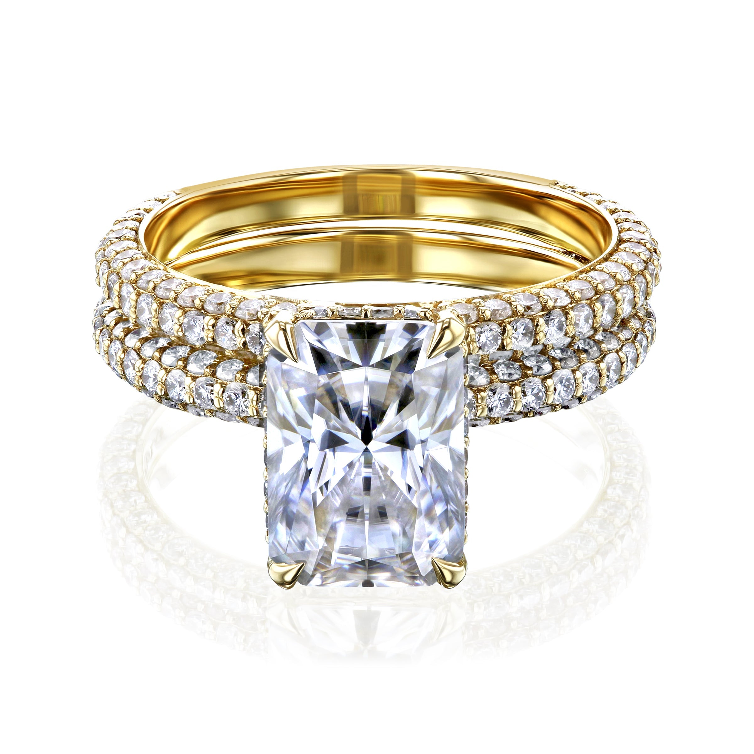 Kobelli Radiant 10x7 Moissanite Diamond-Coated Bridal Set
