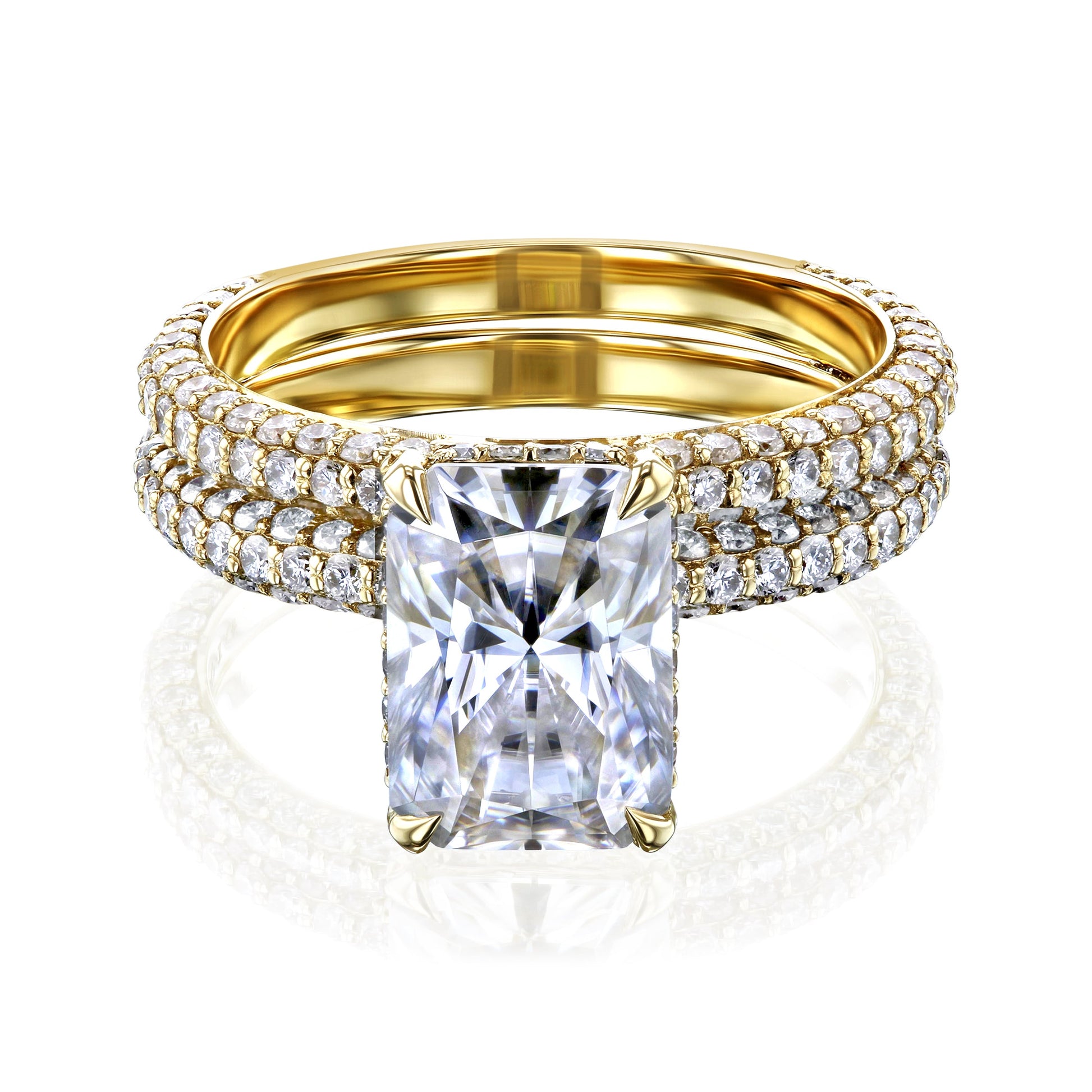 Kobelli Radiant 10x7 Moissanite Diamond-Coated Bridal Set