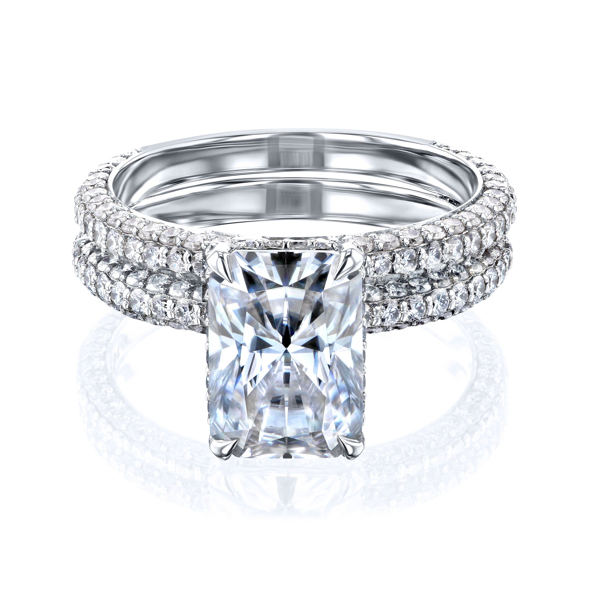 Kobelli Radiant 10x7 Moissanite Diamond-Coated Bridal Set
