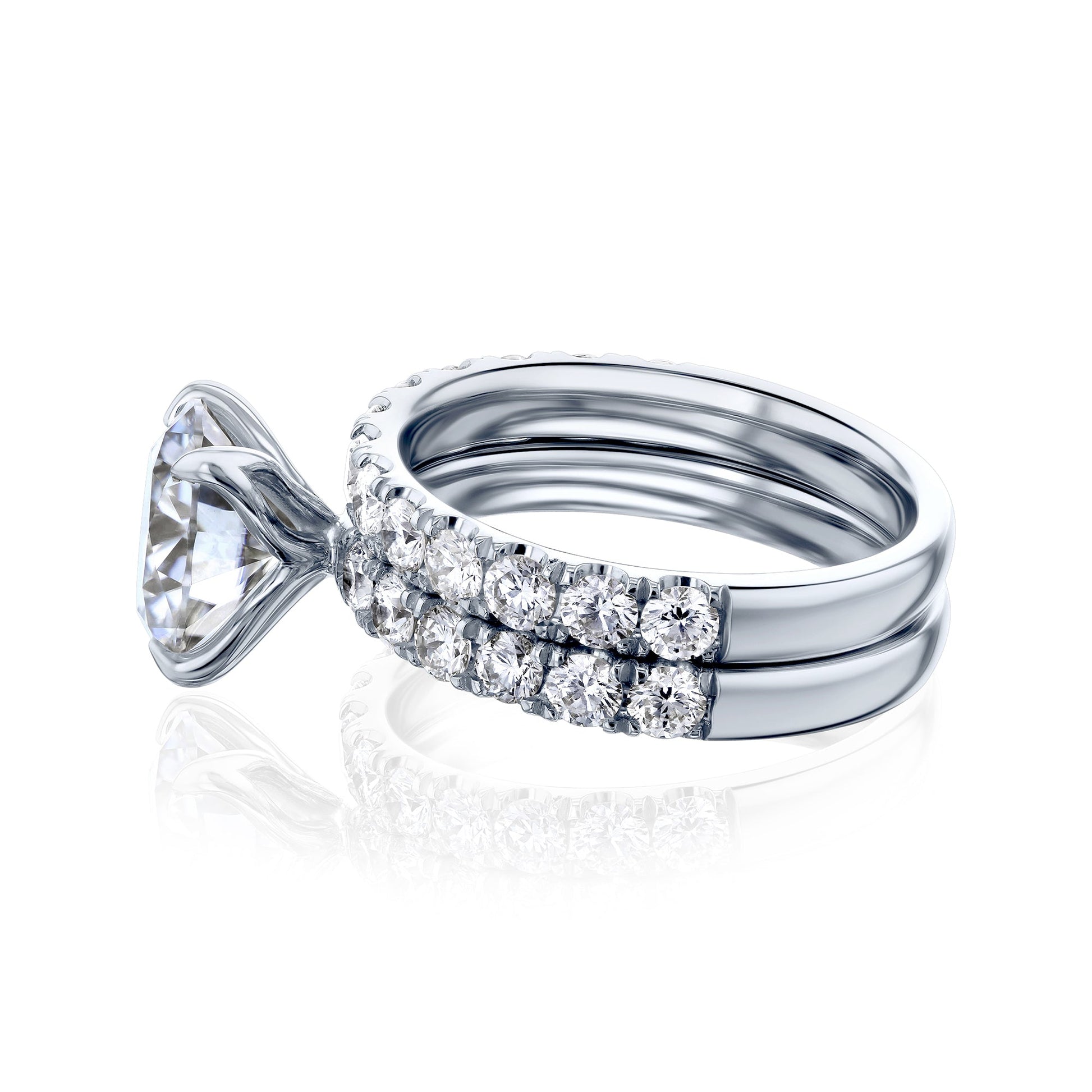 Floating Setting with Petal Prongs in White Gold and a High Polish