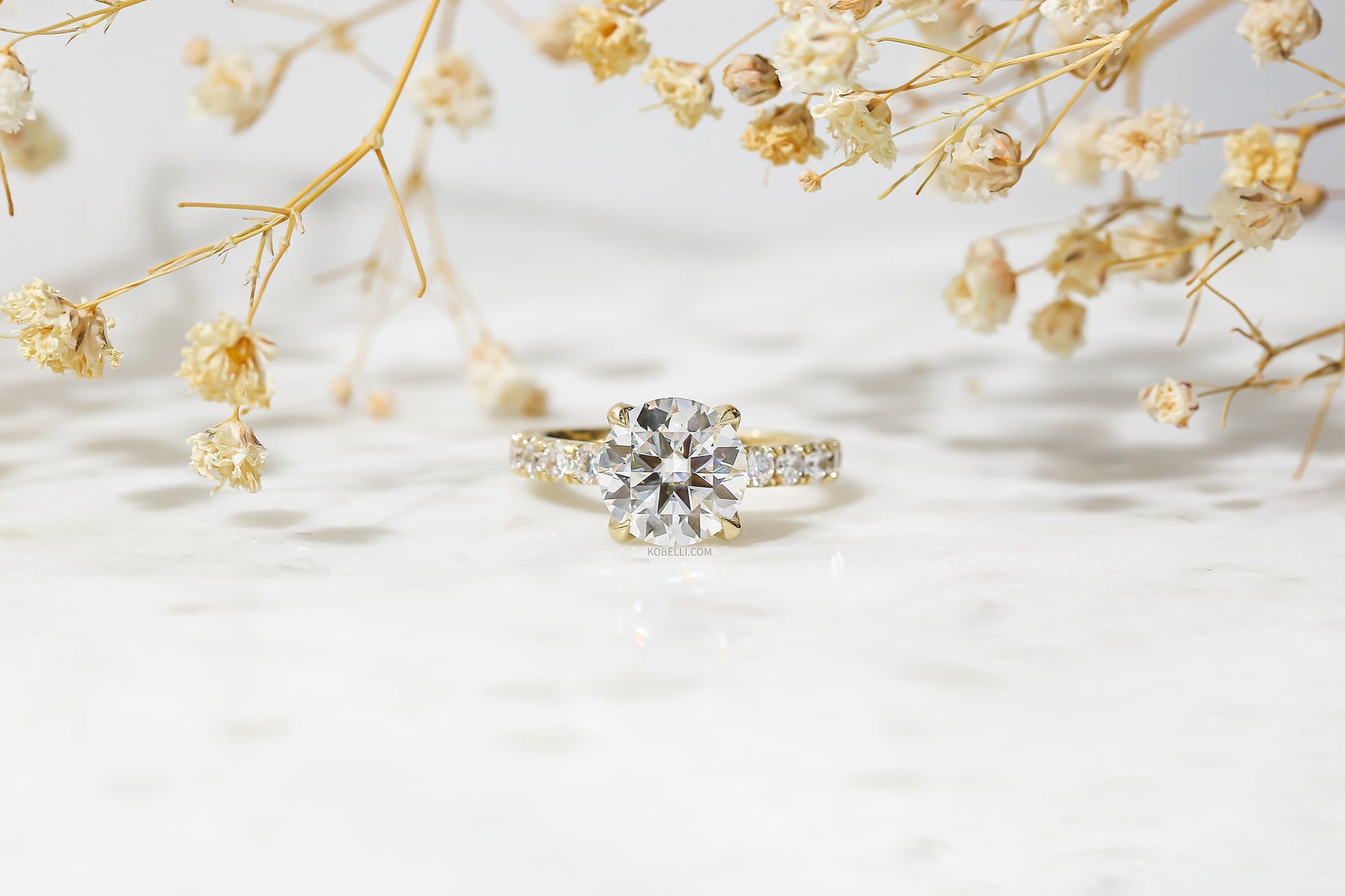 Kobelli Grown Diamond Ring 3ct Round - straight shot
