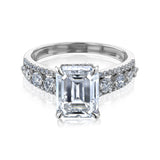 Kobelli Emerald Moissanite & Round Diamonds Triple Row Engagement Ring