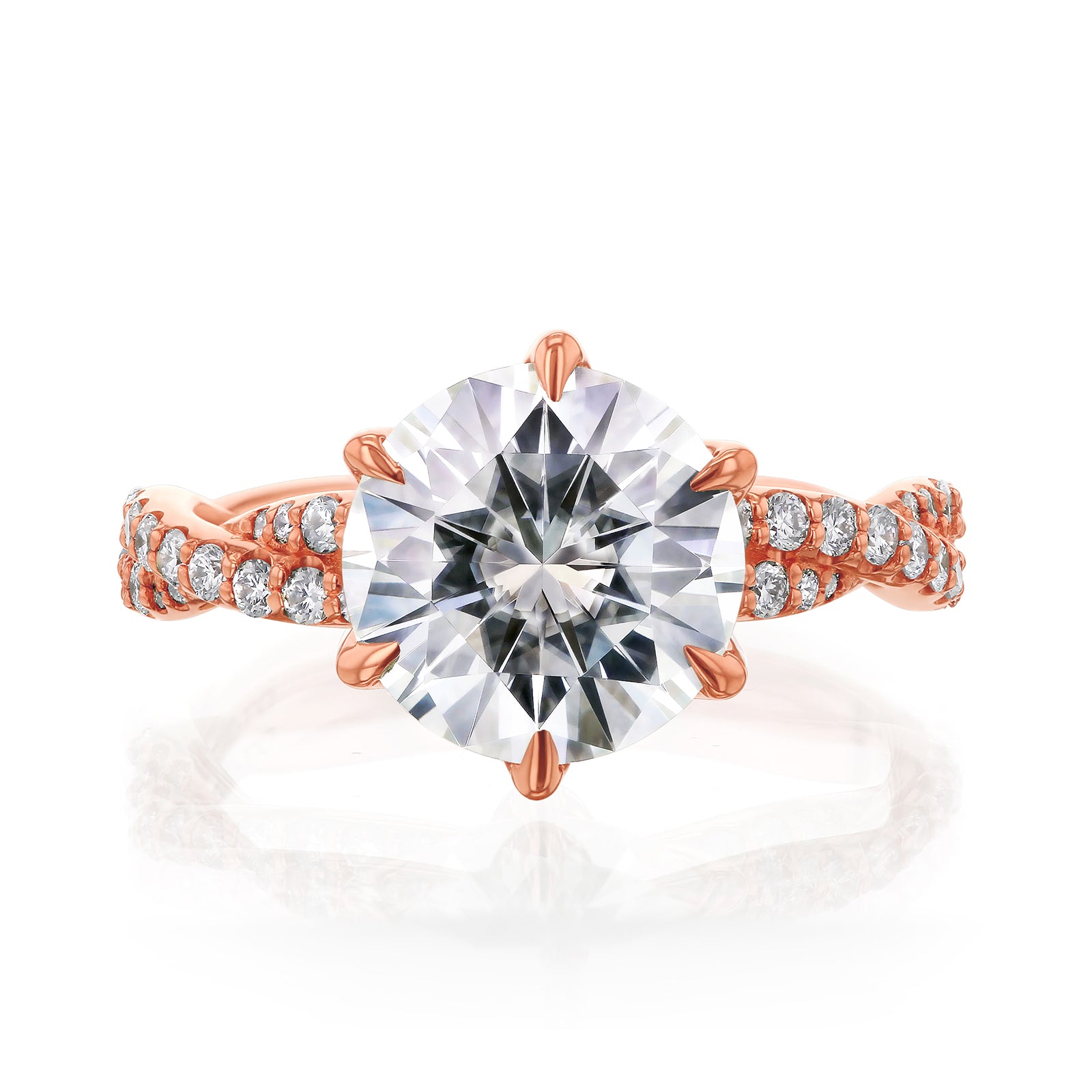 3.5 Carat Lab Grown Diamond Round Double Helix Ring