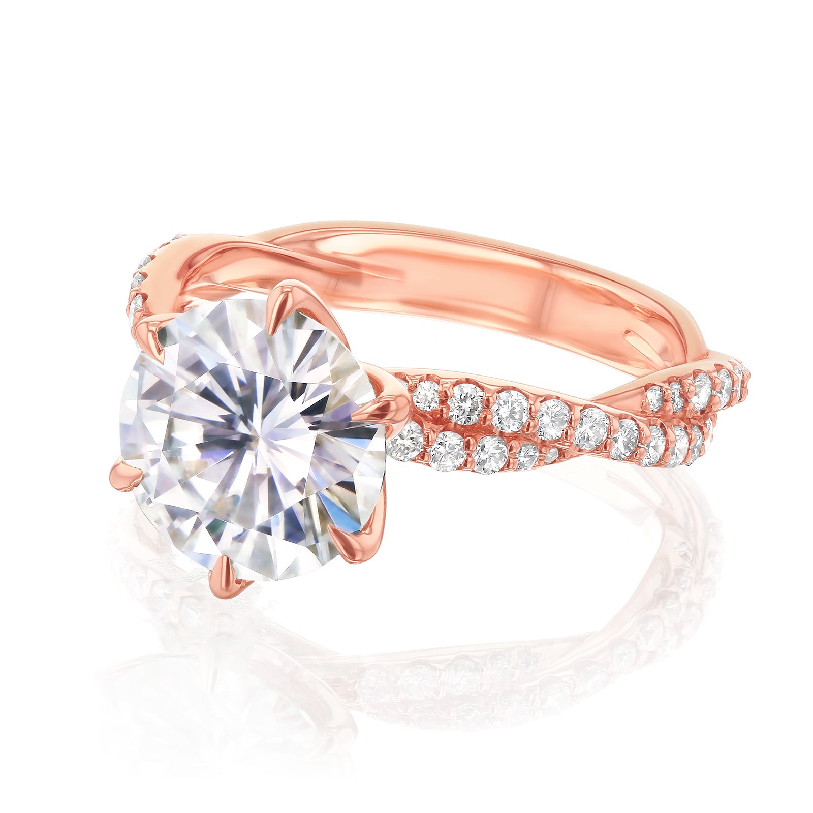 3.5 Carat Lab Grown Diamond Round Double Helix Ring