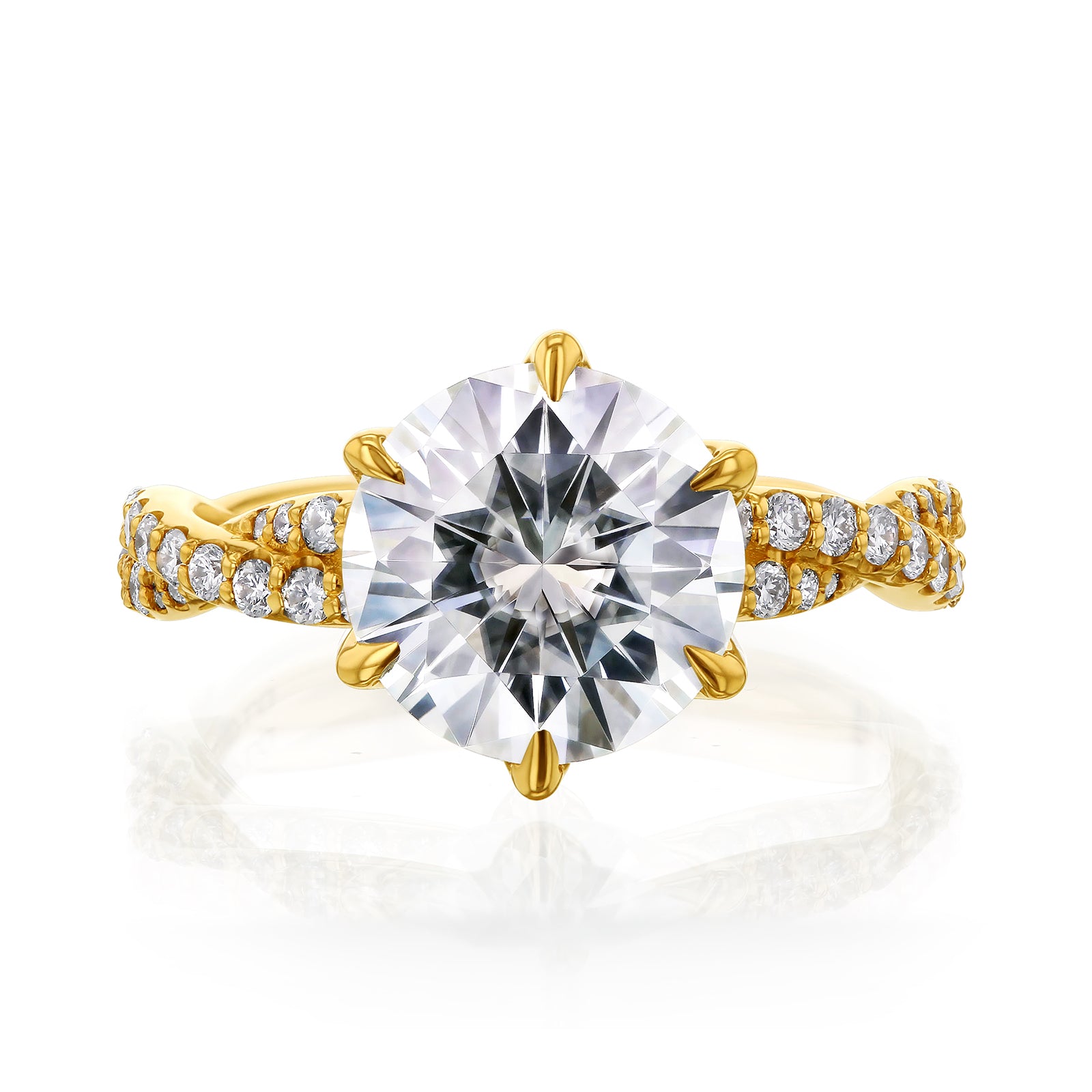 3.5 Carat Lab Grown Diamond Round Double Helix Ring