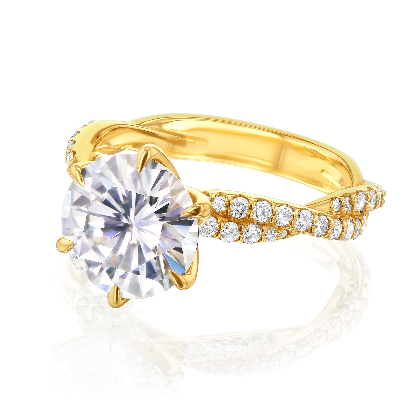 3.5 Carat Lab Grown Diamond Round Double Helix Ring