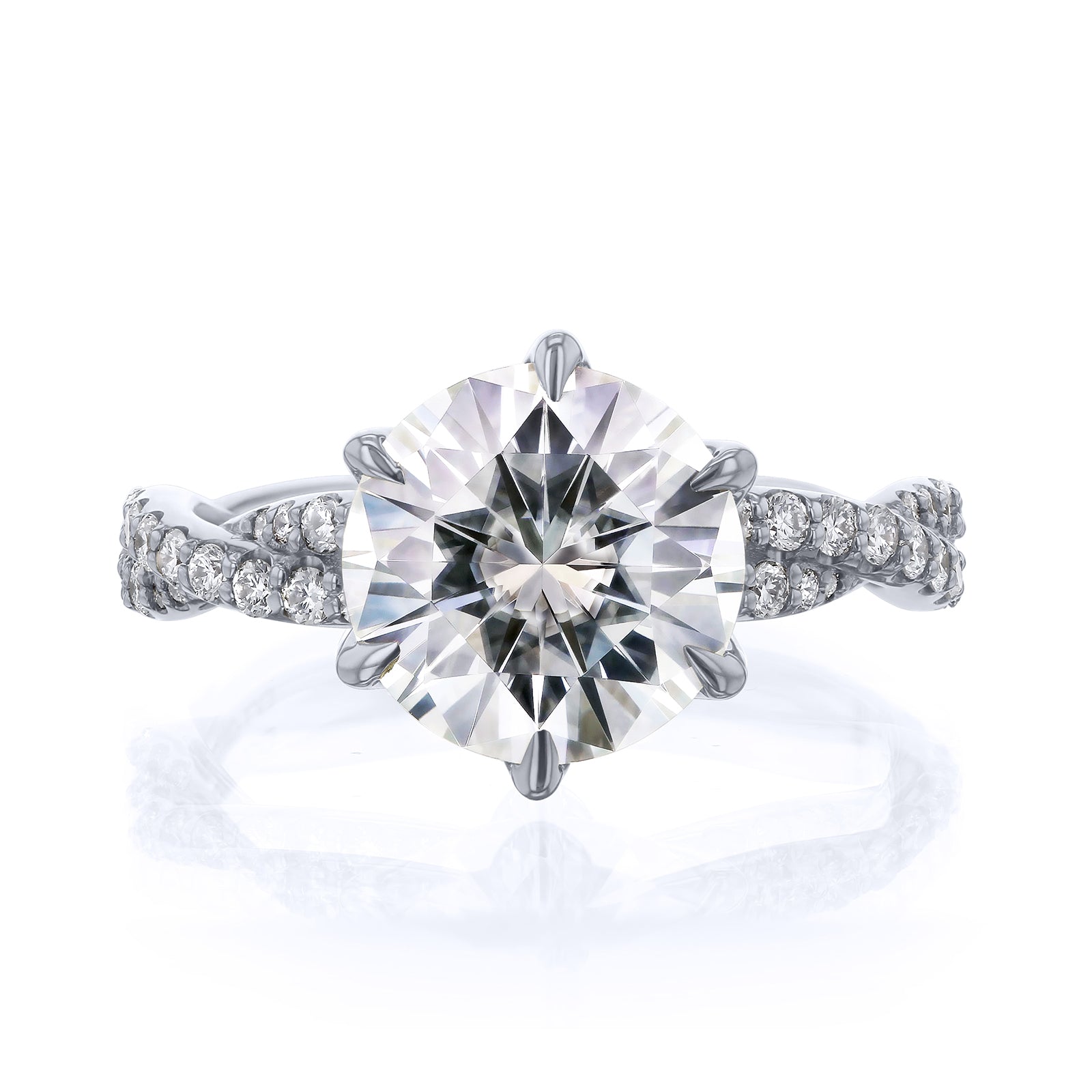 3.5 Carat Lab Grown Diamond Round Double Helix Ring