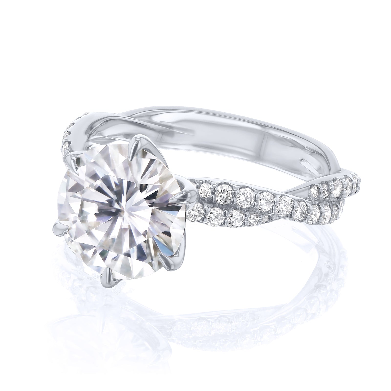 3.5 Carat Lab Grown Diamond Round Double Helix Ring