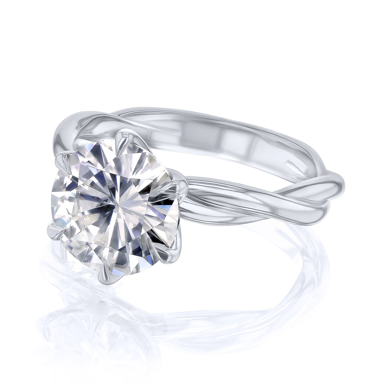 3 Carat Lab Grown Diamond Round Plain Helix Ring