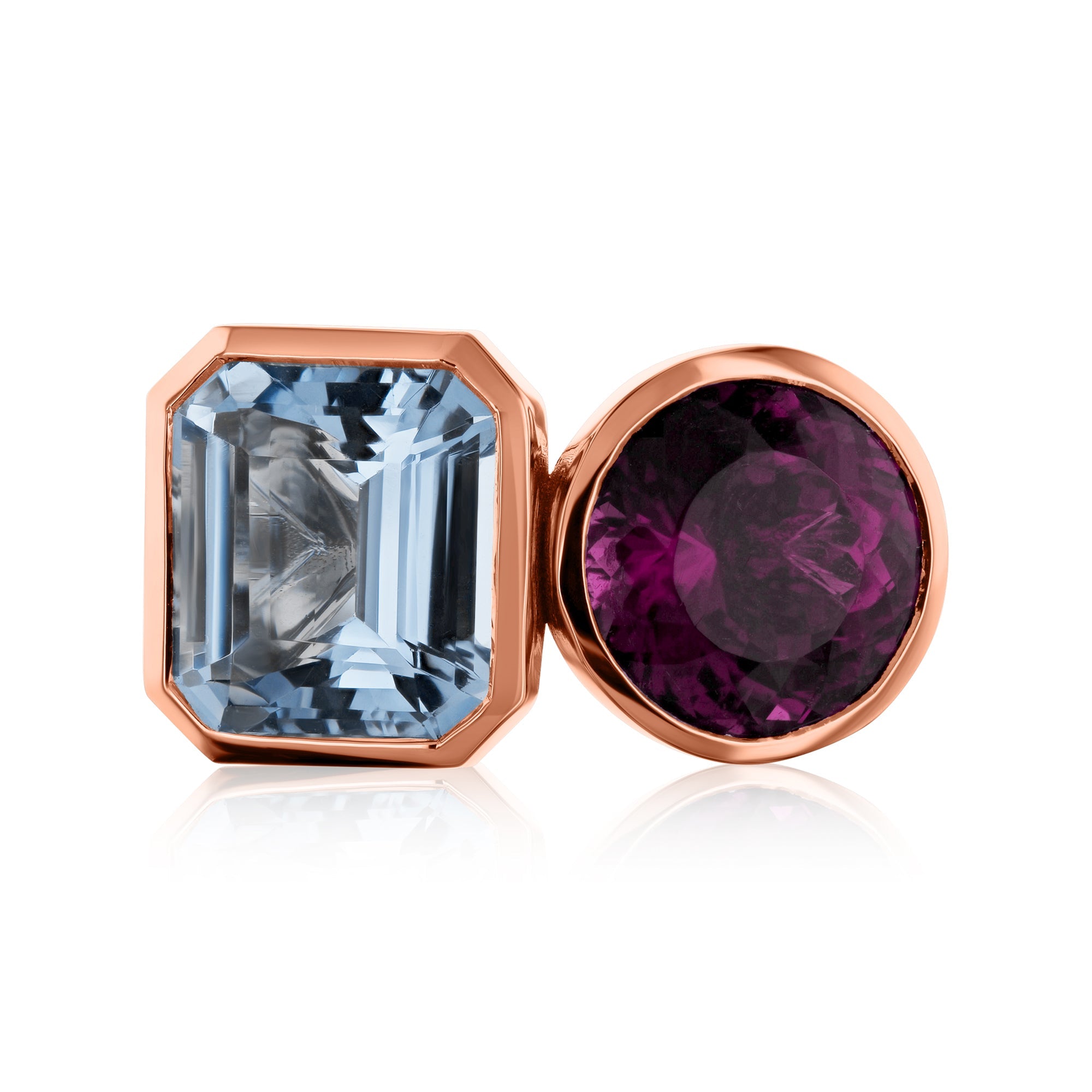 Kobelli Rubellite & Aquamarine Rose Gold Ring