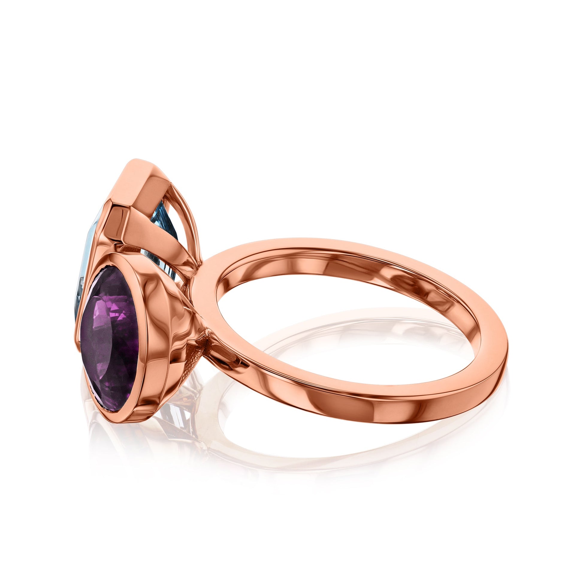 Kobelli Rubellite & Aquamarine Rose Gold Ring