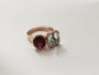 Kobelli Rubellite & Aquamarine Rose Gold Ring