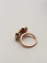 Kobelli Rubellite & Aquamarine Rose Gold Ring