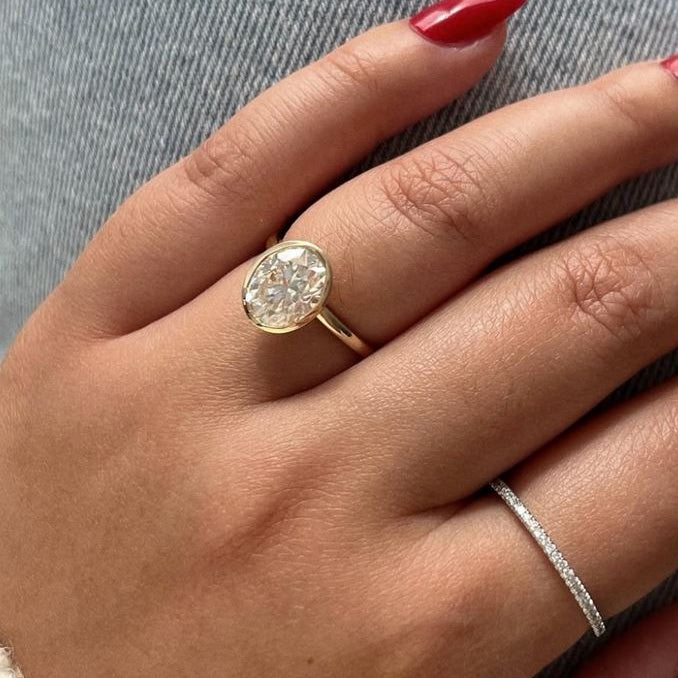 Oval Bezel-set Diamond Ring in Yellow Gold Engagement Ring