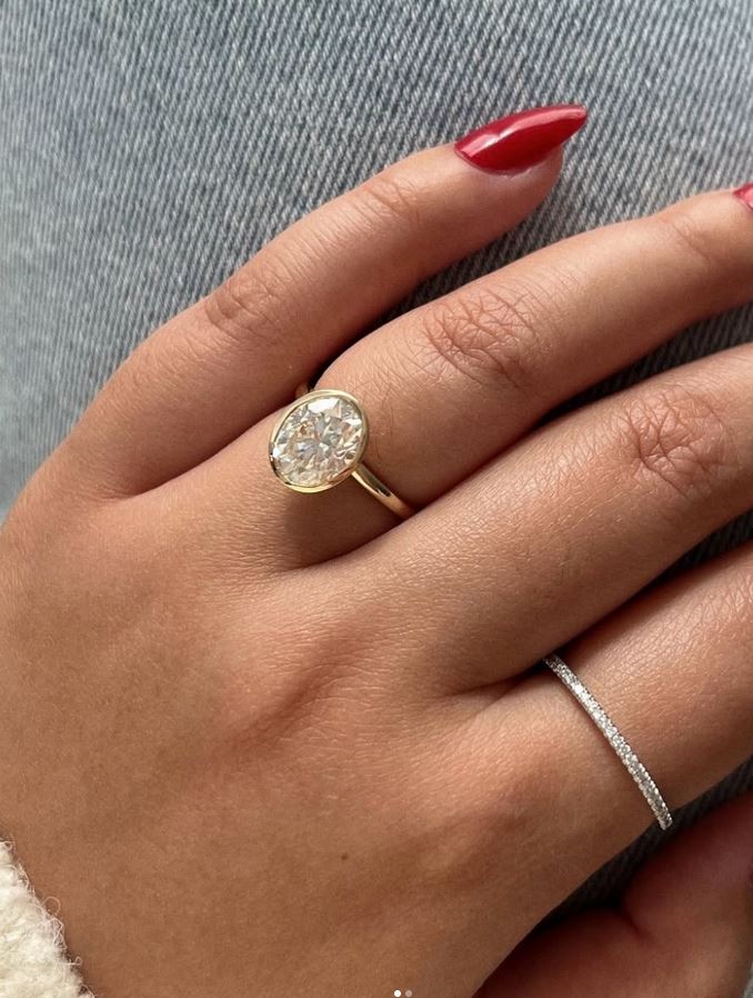 Oval Bezel-set Diamond Ring in Yellow Gold Engagement Ring