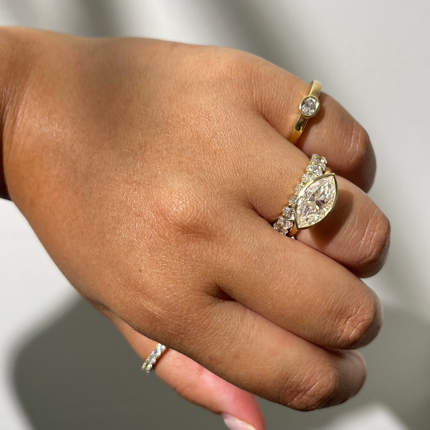 Lab Grown Diamond Solitaire Marquise Bezel Ring