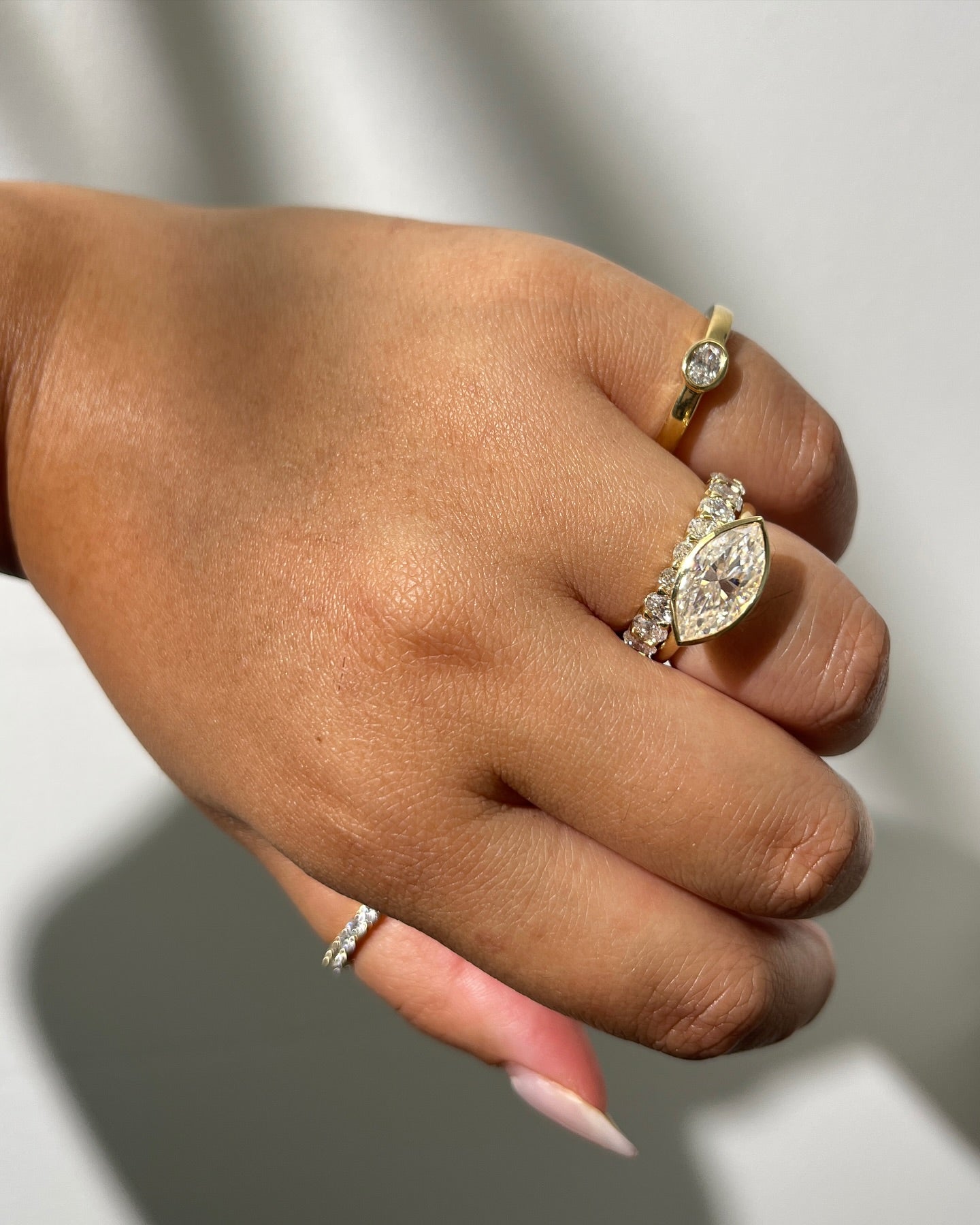 Lab Grown Diamond Solitaire Marquise Bezel Ring