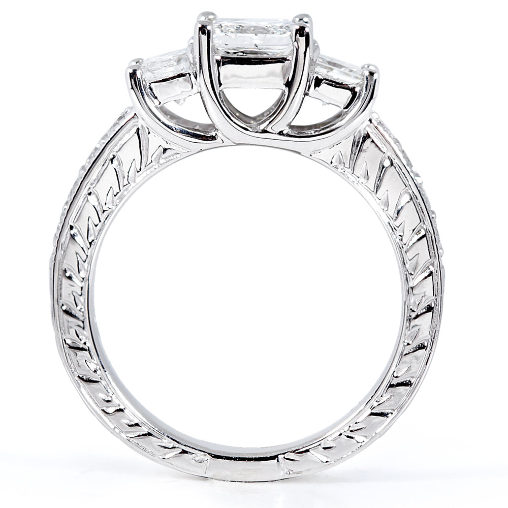 1.85 Carat Natural Diamond 3pc Josephine Bridal Set