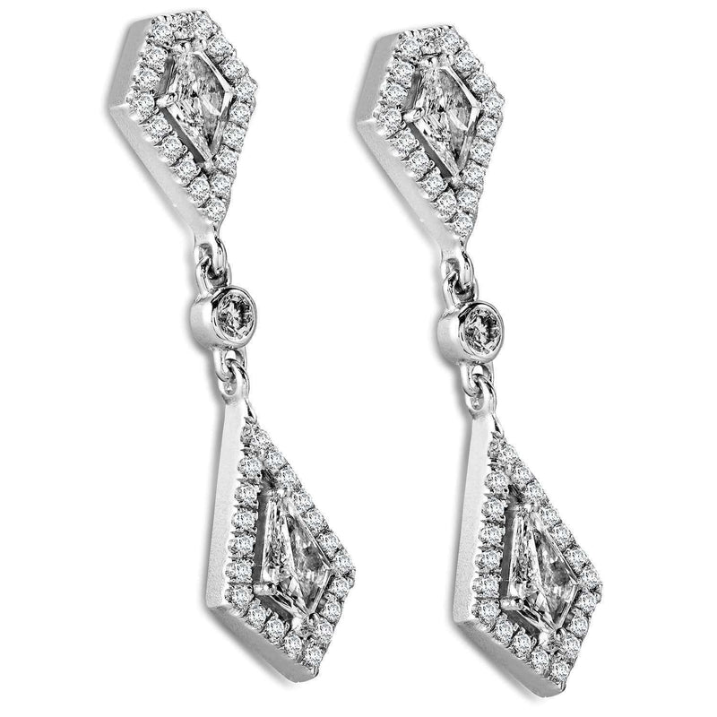 Kobelli Kite Cut Diamond Dangle Earrings 1 1/10ct.tw 14k White Gold 14086X