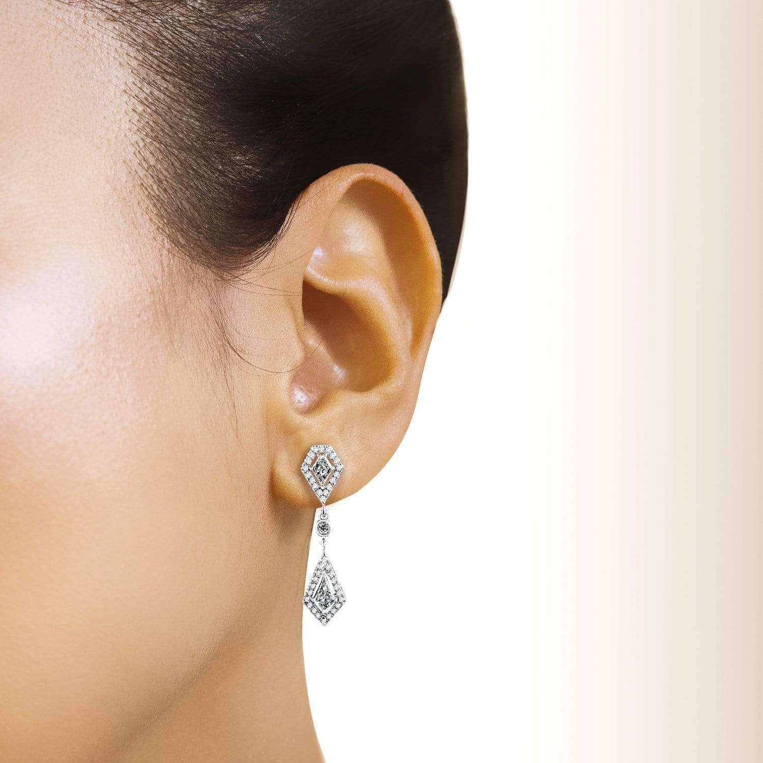 Kobelli Kite Cut Diamond Dangle Earrings 1 1/10ct.tw 14k White Gold 14086X