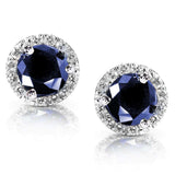 Brincos Kobelli Blue Sapphire Diamond Halo 1 1/2ct.tw em ouro branco 14k 14098RBS-100
