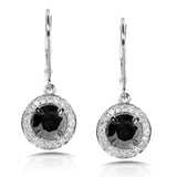 Kobelli Black and White Round Diamond Earrings 2 7/8ct.tw 14k White Gold (Certified) 14099RD-WGX