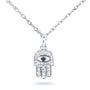 Kobelli Diamond & Sapphire Hamsa Pendant 1/10 carat (ctw) in 14k White Gold 14101-SAPDM
