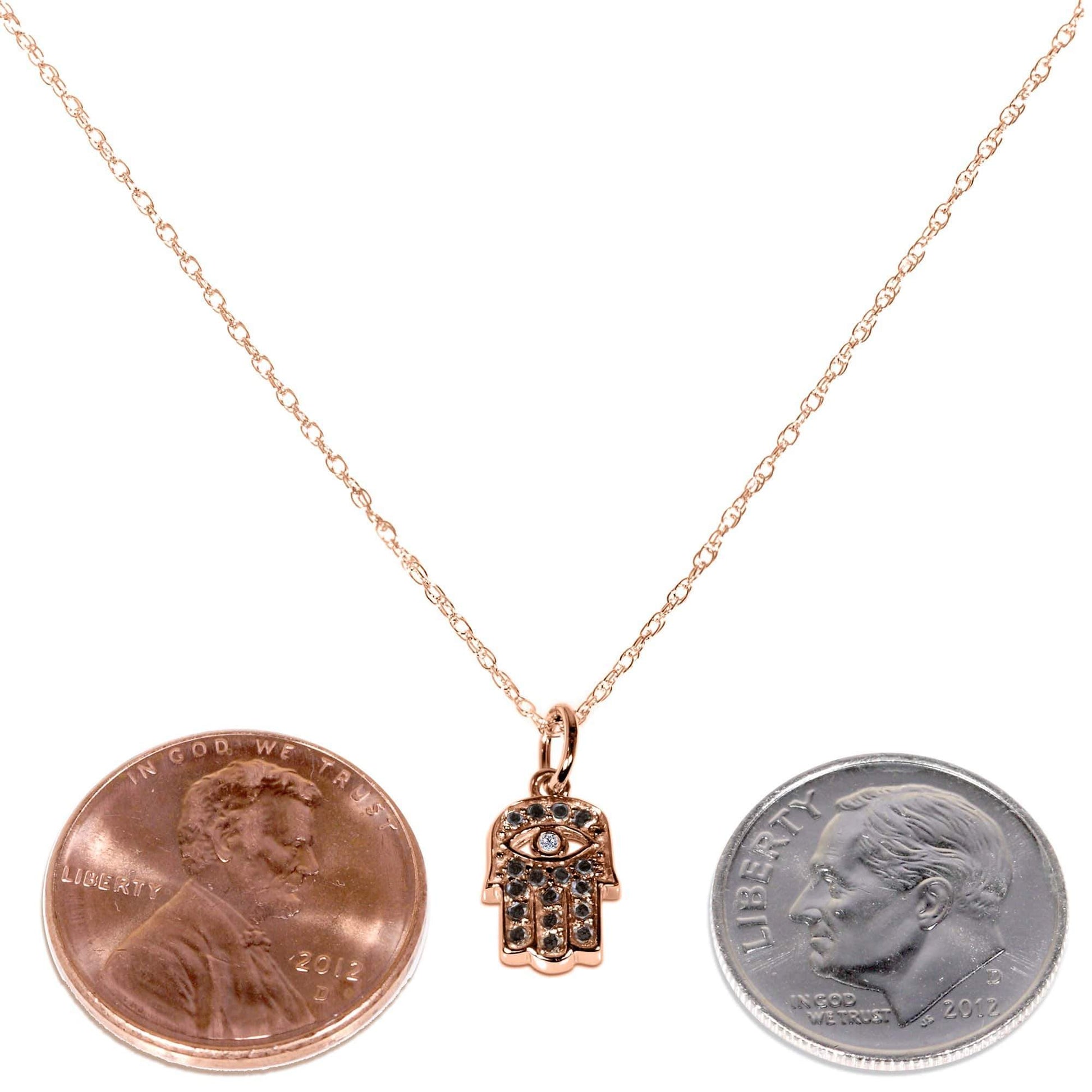 Kobelli Black and White Diamond Hamsa Pendant 1/10ct.tw in 14k Rose Gold 14101BLK-R