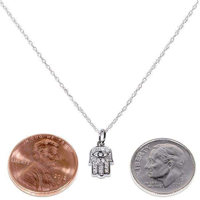 Kobelli Mini Diamond Accented Hamsa "Hand of God" Pendant & Chain in 14K Gold