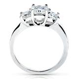 Kobelli Three Stone Radiant-cut Diamond Engagement Ring 1 5/8 Carat (ctw) in 14k White Gold (Certified)