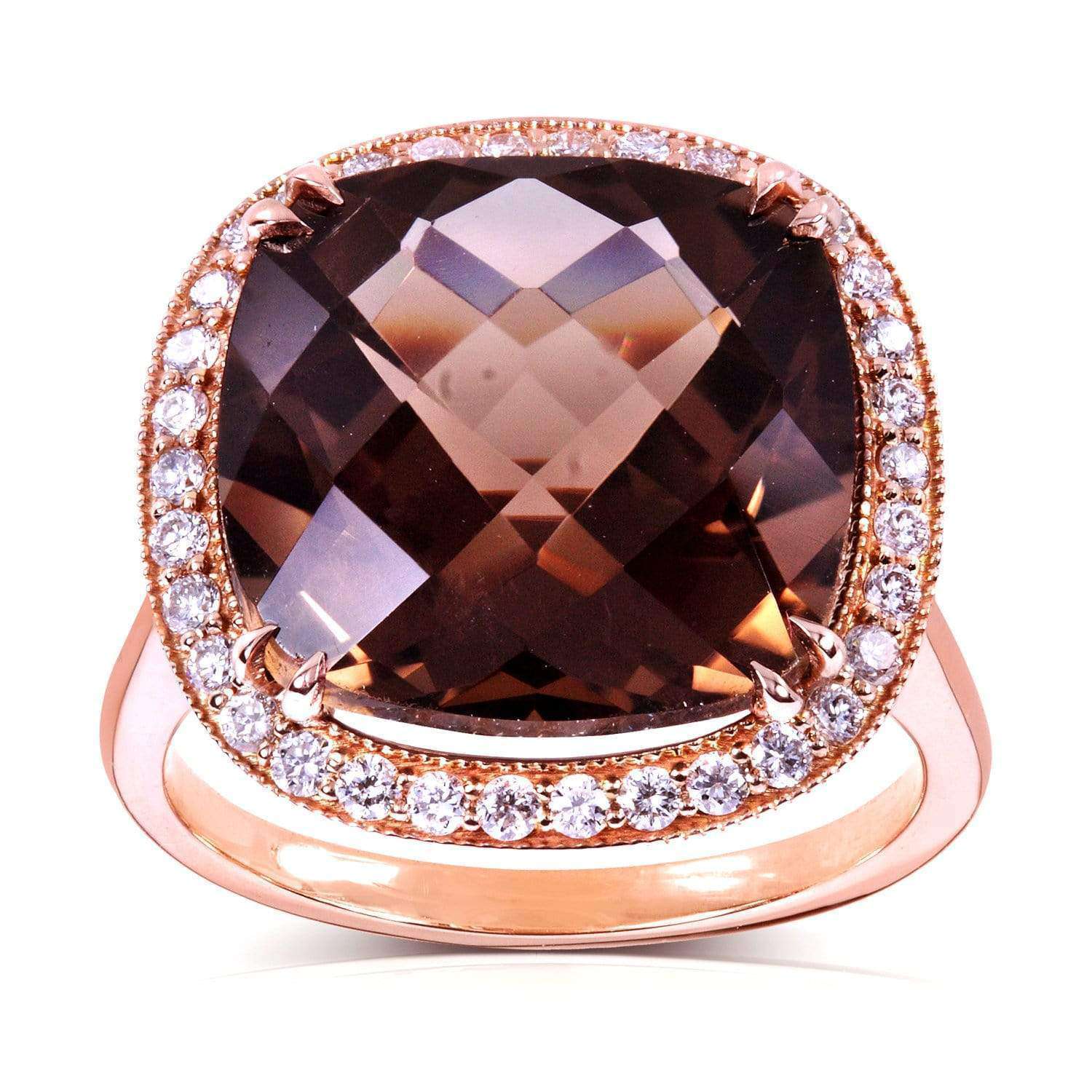 Kobelli Smoky Quartz and Diamond Ring 14k Rose Gold (8 1/4 CTW)