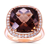 Anel de quartzo e diamante Kobelli Smoky em ouro rosa 14k (8 1/4 CTW)