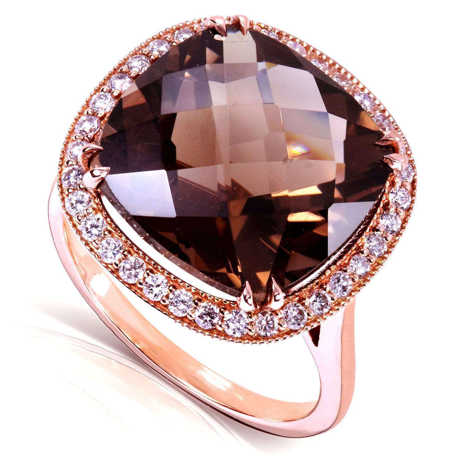 Kobelli Smoky Quartz and Diamond Ring 14k Rose Gold (8 1/4 CTW)