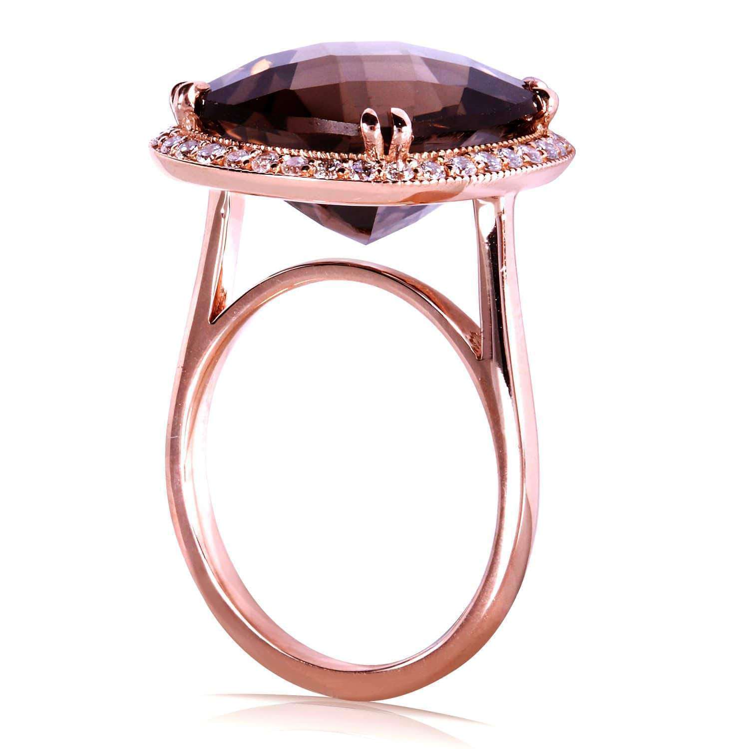 Kobelli Smoky Quartz and Diamond Ring 14k Rose Gold (8 1/4 CTW)