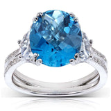 Kobelli London blå topas og diamant forlovelsesring 5 1/4 karat (ctw) i 14 k hvitt gull