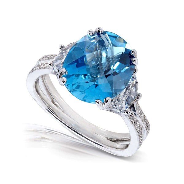Oval London Blue Topaz & Fancy Diamond