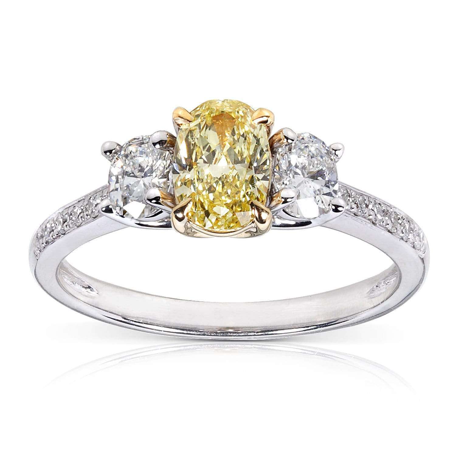 Kobelli Fancy Yellow and White Diamond Engagement Ring 1 1/10 Carat (ctw) in 14k Gold (Certified)