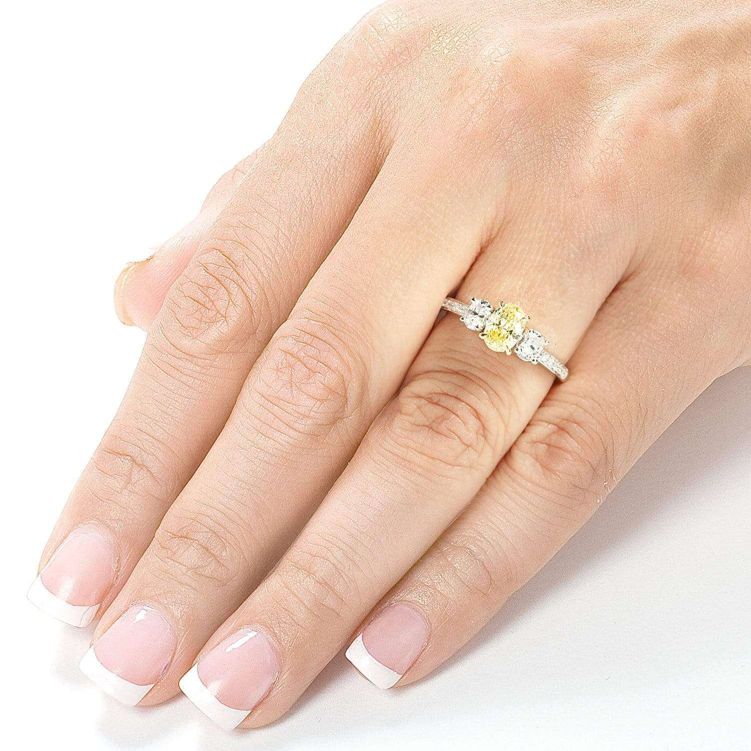 Kobelli Fancy Yellow and White Diamond Engagement Ring 1 1/10 Carat (ctw) in 14k Gold (Certified)