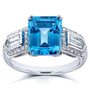 Kobelli Blue Topaz and Diamond Engagement Ring 4 1/2 Carat (ctw) in 14k White Gold