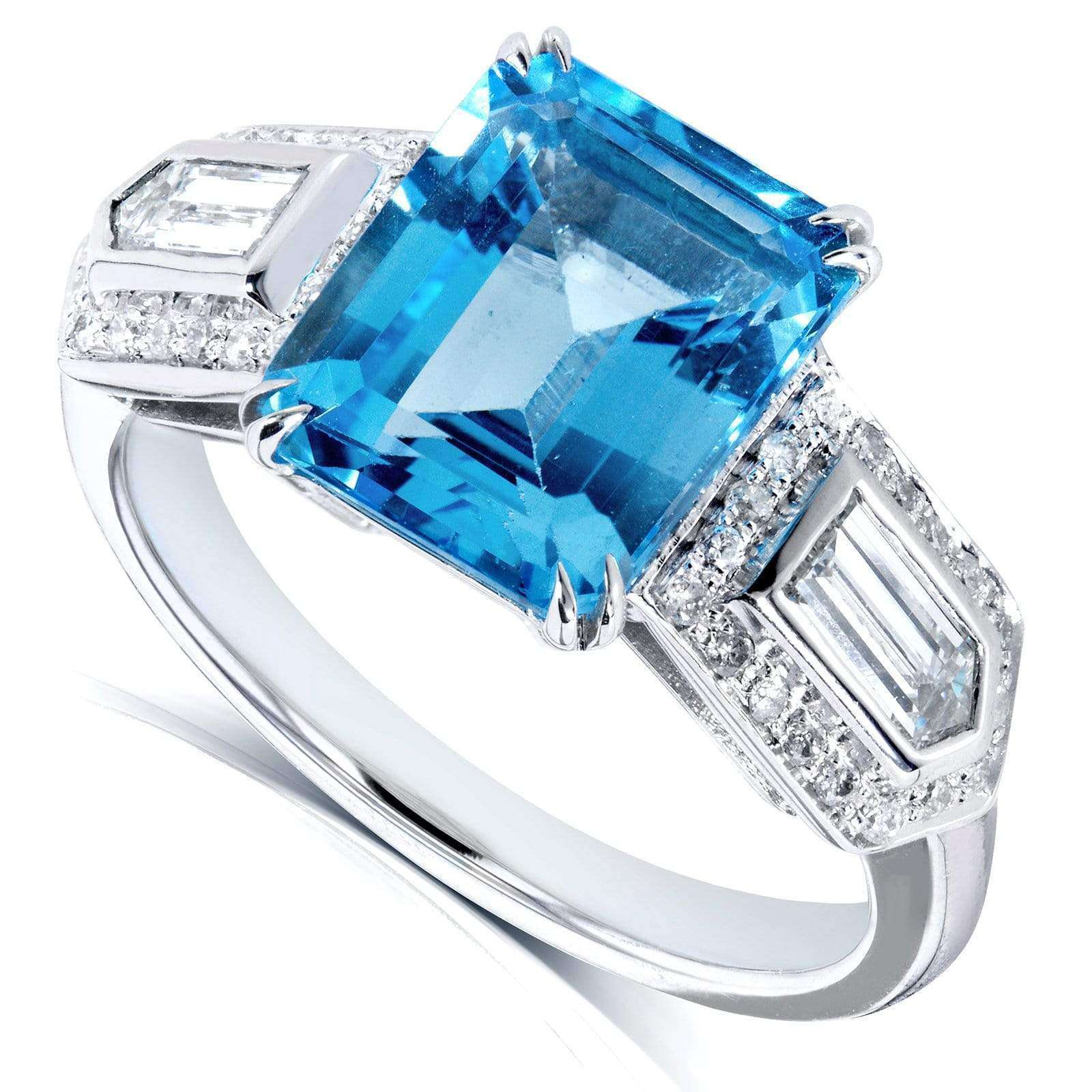 Kobelli Blue Topaz and Diamond Engagement Ring 4 1/2 Carat (ctw) in 14k White Gold