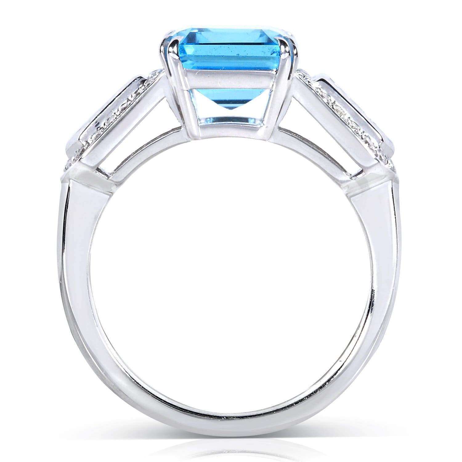 Kobelli Blue Topaz and Diamond Engagement Ring 4 1/2 Carat (ctw) in 14k White Gold