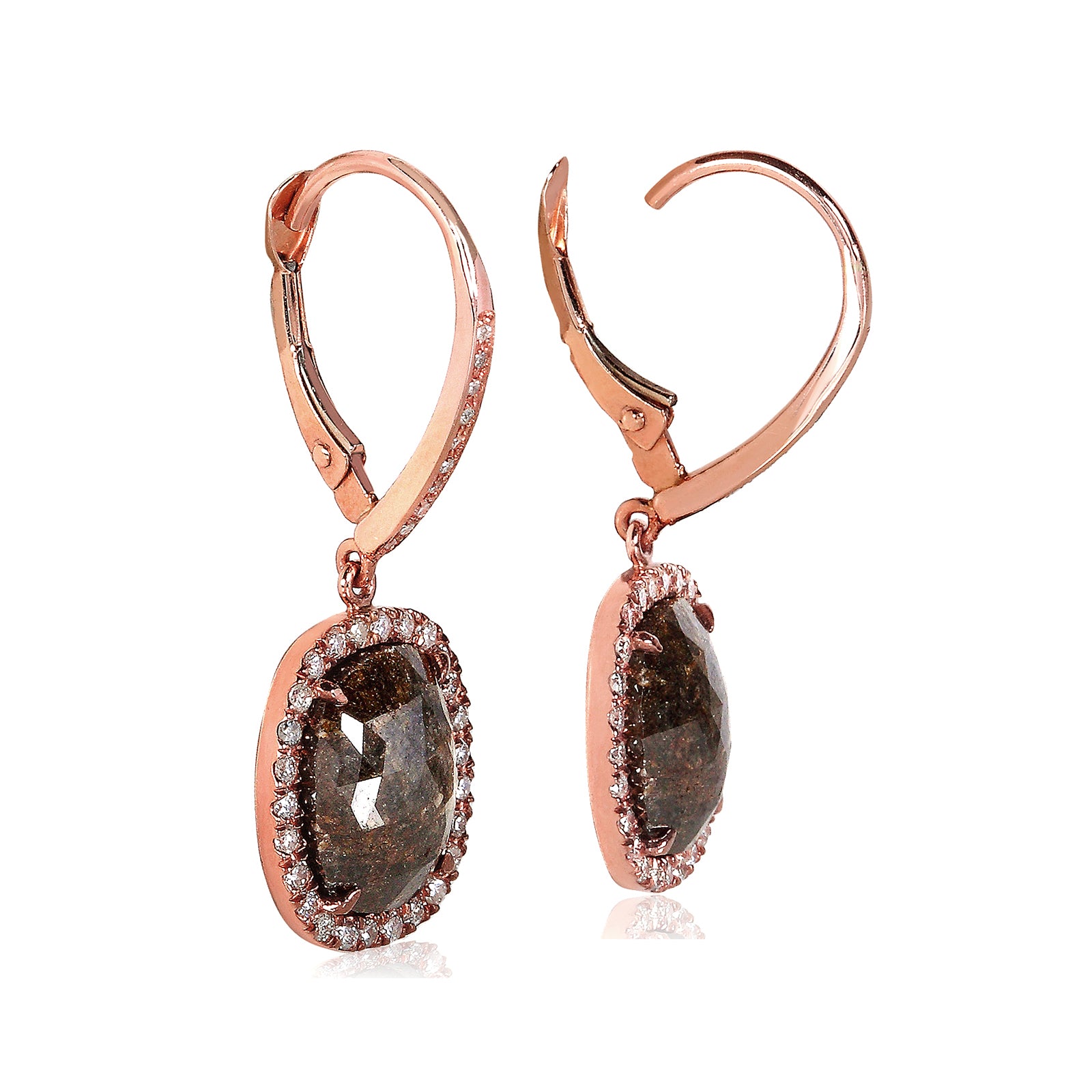 5.8 Carat Rustic Opaque Brown Diamond Earrings