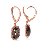 Rustikke uigennemsigtige brune og hvide diamantringe Halo-øreringe 5 4/5 CTW i 14k rosaguld
