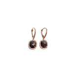 Rustic Opaque Brown & White Diamond Leverback Halo Earrings 5 4/5 CTW in 14k Rose Gold